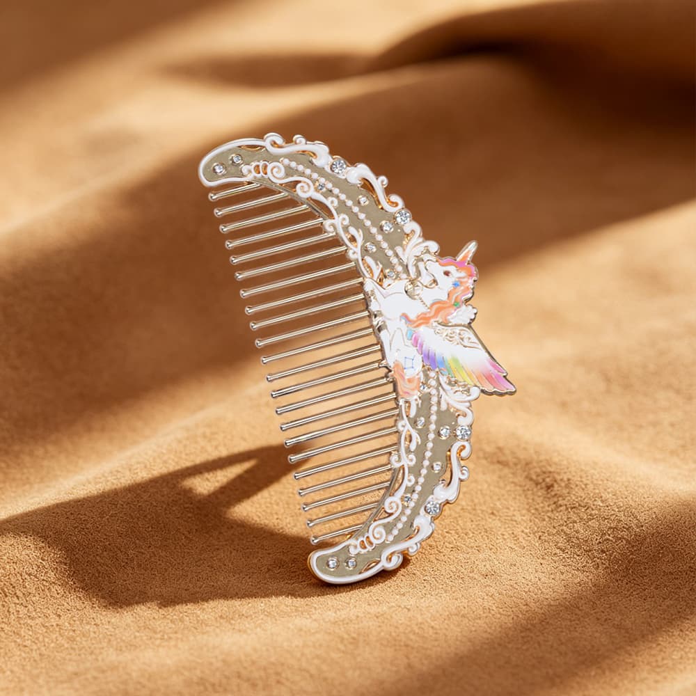 Warm Gold Colotutu Earth Sign winged unicorn decorative comb