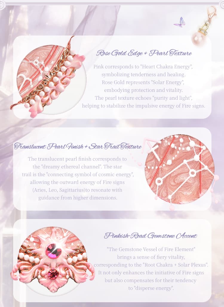 Close-up of rose-gold, pearl-look and crystal-look details