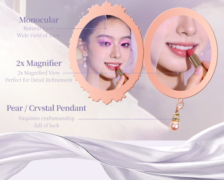 Standard and magnifying mirror functions with pendant detail