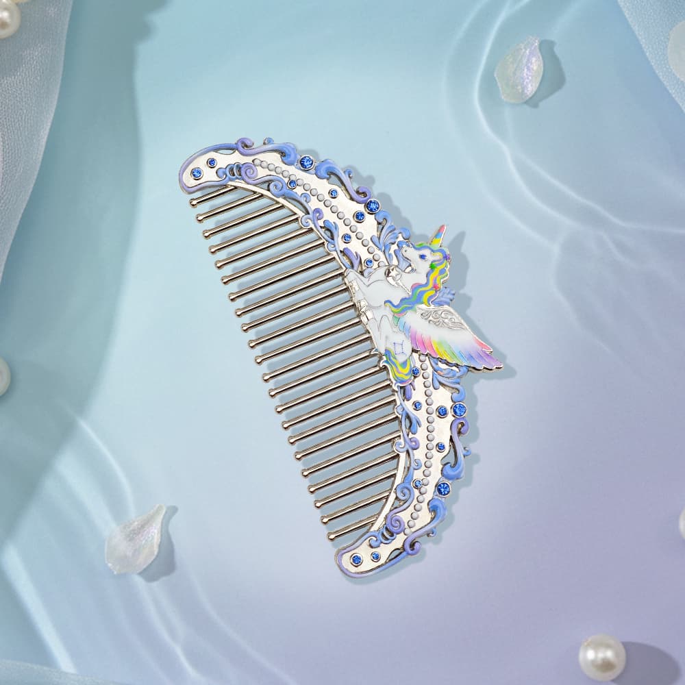 Clear Blue Colotutu Water Sign winged unicorn decorative comb