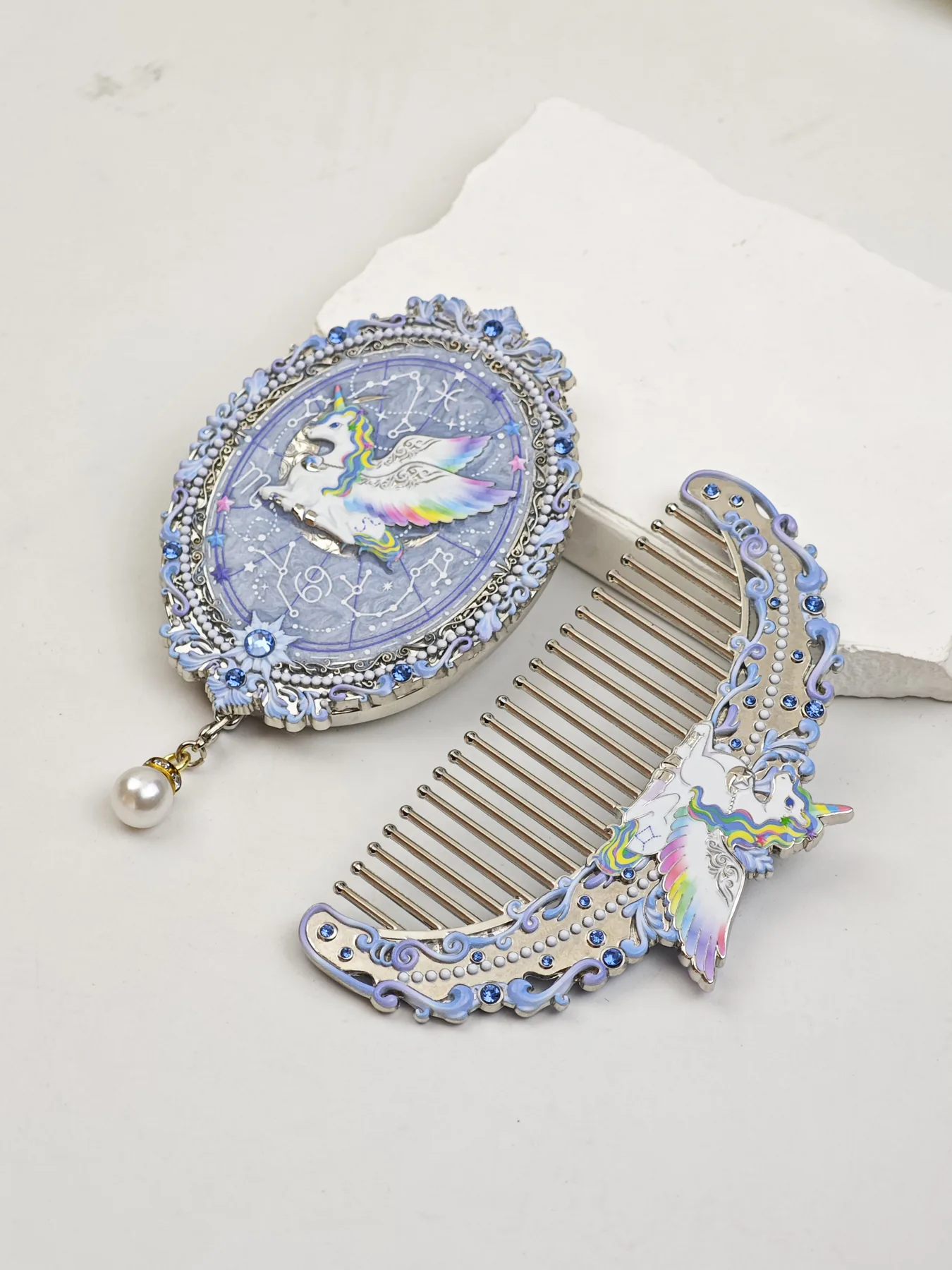 Water Sign Tidal Wing Mirror & Comb Gift Set private label gift set