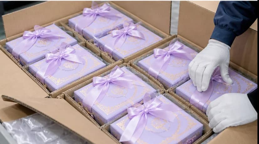 Shipment inspection of packed mirror and comb gift sets