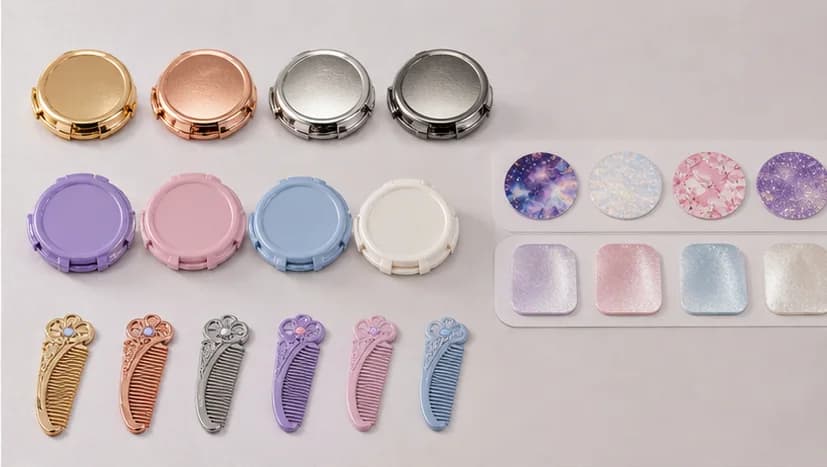 Electroplated metal and molded plastic finish samples
