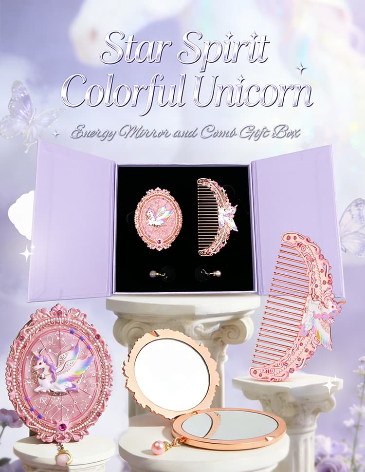 Star Spirit unicorn energy mirror and comb gift box