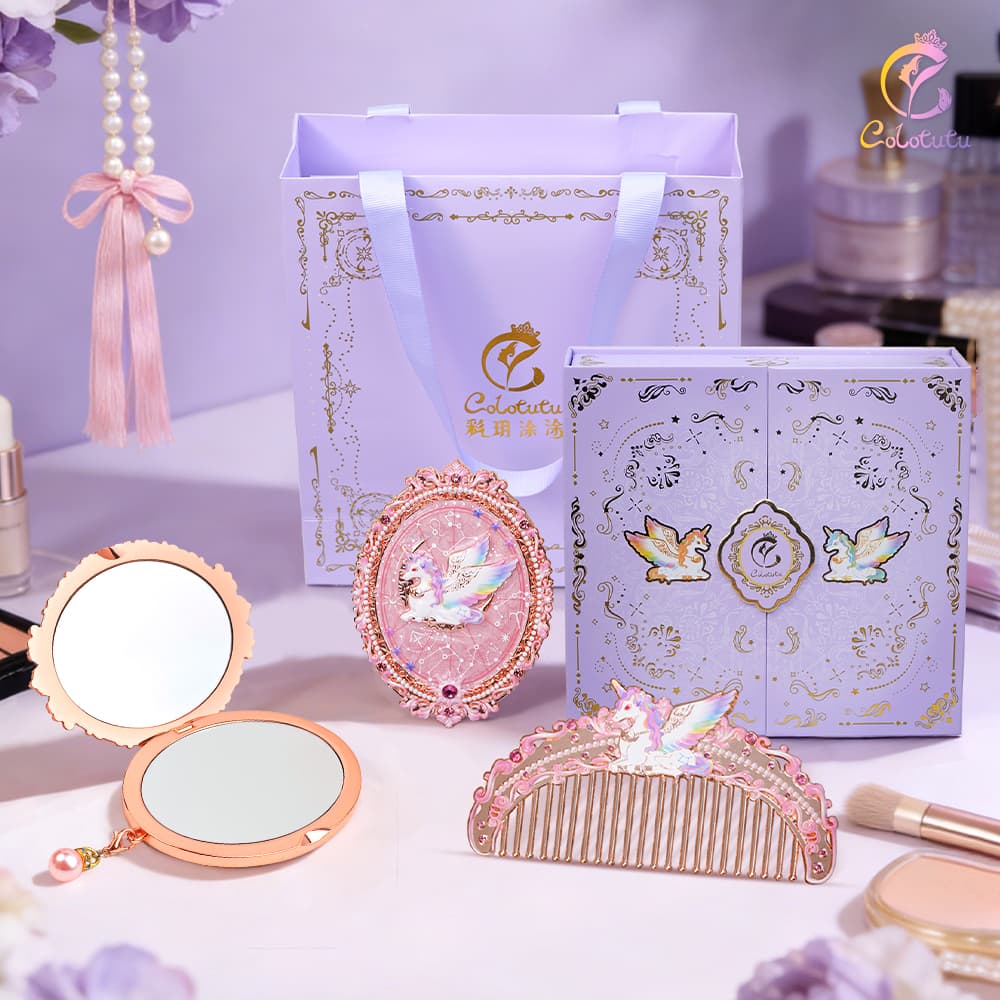 Colotutu Celestial Unicorn mirror and comb set