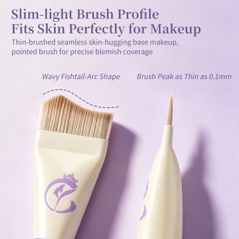 Curved synthetic bristle profile of Colotutu foundation brush