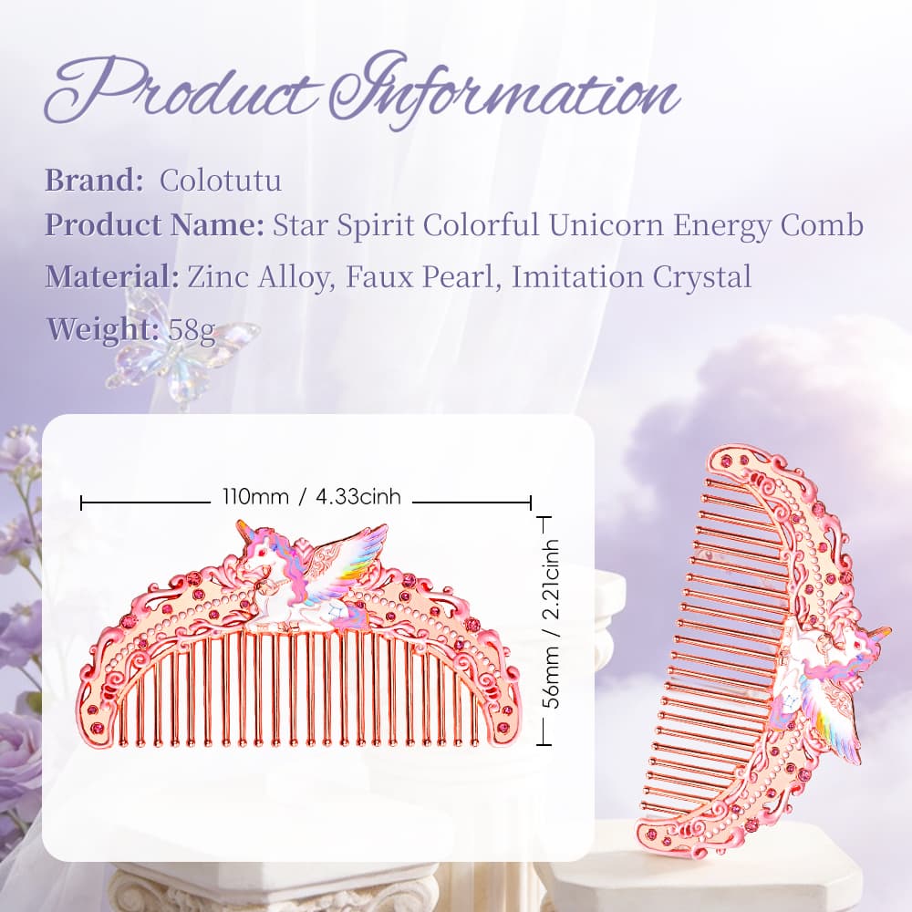 Colotutu unicorn comb dimensions materials and weight